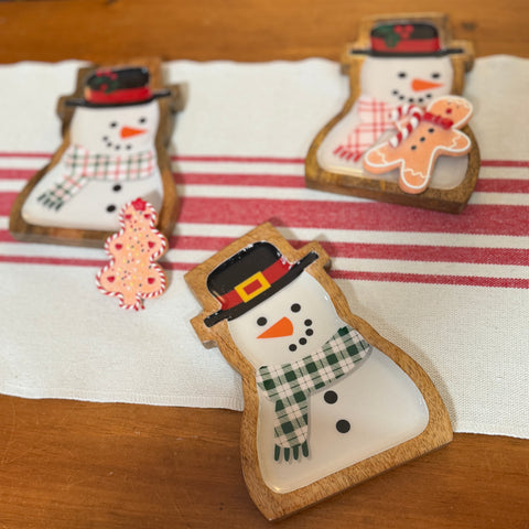 Set of 3 Snowman Tidbit Trays for Just Jill