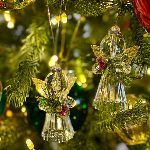 Set of 2 Tiny Mistletoe Angels Ornaments for Just Jill