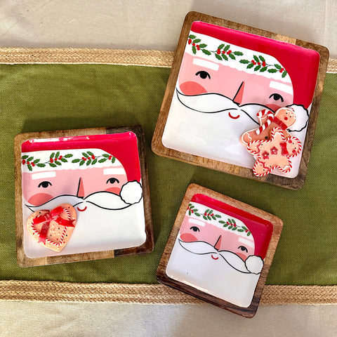 Set of 3 Square Santa Serving Trays for Just Jill