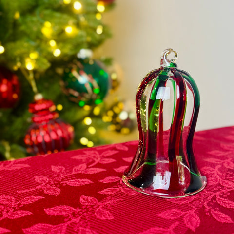 Epiphany Hand-Blown Holly Bell Ornament