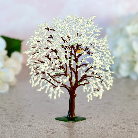 Weeping Cherry Tree Hand Painted German Pewter Figurine