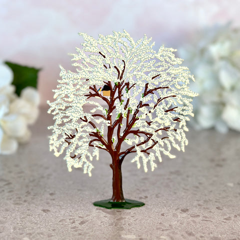 Weeping Cherry Tree Hand Painted German Pewter Figurine