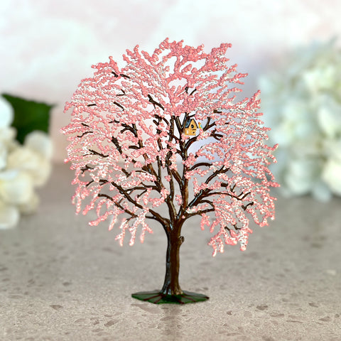 Weeping Cherry Tree Hand Painted German Pewter Figurine