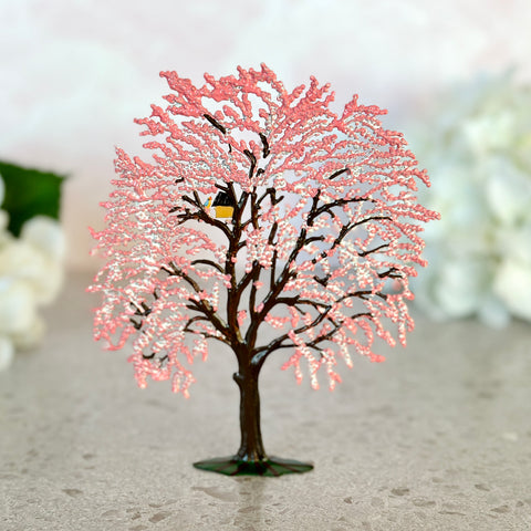 Weeping Cherry Tree Hand Painted German Pewter Figurine