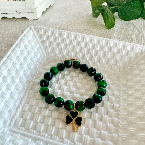 PowerBeads by Jen Petites Green Enamel Shamrock Bracelet
