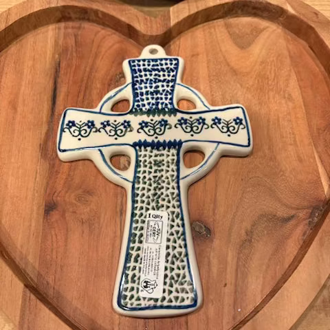 Polish Pottery Hand-Painted Cross