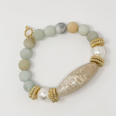 PowerBeads by jen Fossil Coral Statement Bracelet