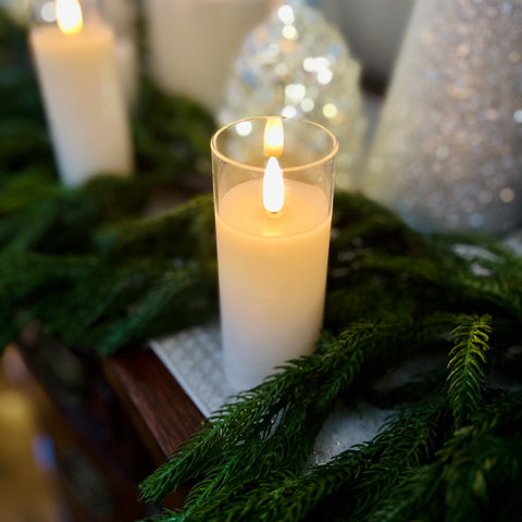 Set of 2 5" Petite Ivory Glass Pillar Candles for Just Jill