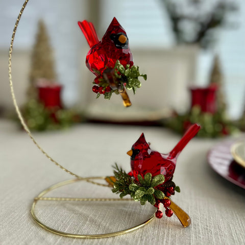 Set of 2 Cardinal Christmas Ornaments for Just Jill