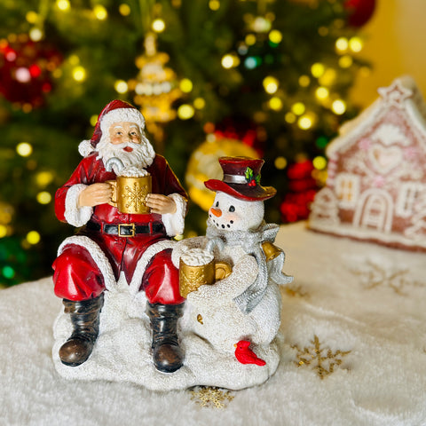 Santa and Snowman Drinking Hot Cocoa for Just Jill