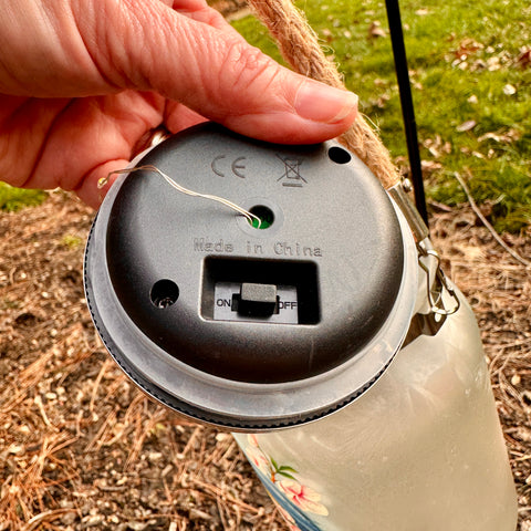 Bluebird Solar Hanging Glass Jar Lantern with 30" Stake