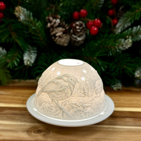 Luumii Lights Holiday Motif Porcelain Dome w/ LED Base