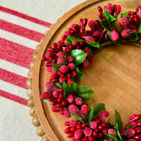 Set of 2 Sugared Red Berry Candle Rings-BOGO OFFER