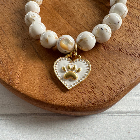 Powerbeads by jen Petites Mosaic Gold Quartz Agate Love of Animal Bracelet