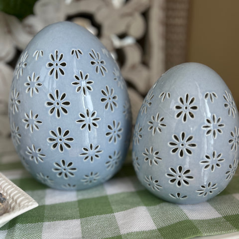 Set of 2 Decorative Porcelain Lighted Eggs for Just Jill