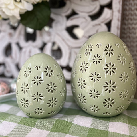 Set of 2 Decorative Porcelain Lighted Eggs for Just Jill