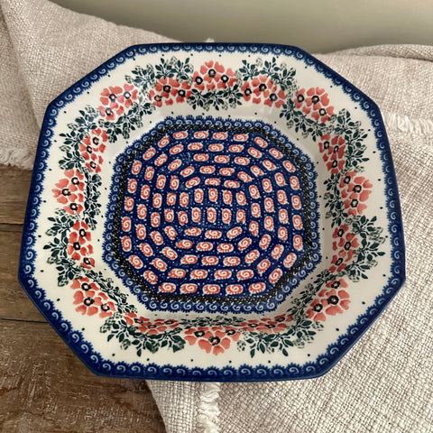 Polish Pottery Signature Rimmed Octagonal Serving Plate