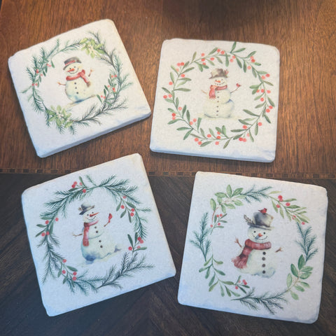 Set of 4 Snowman Coasters for Just Jill
