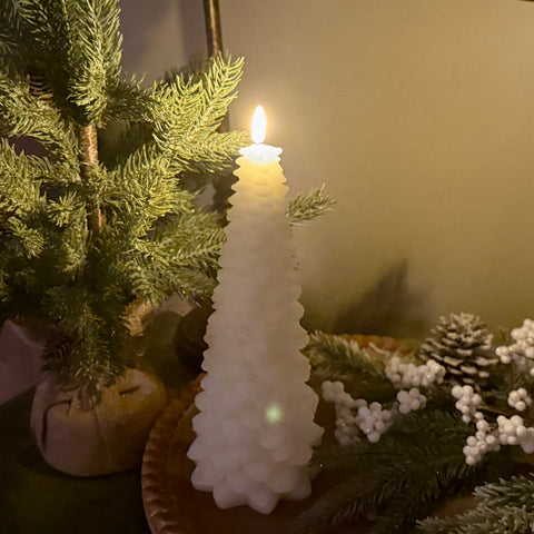 10.5"H Ivory Christmas Tree Flameless Wax Candle-BOGO OFFER