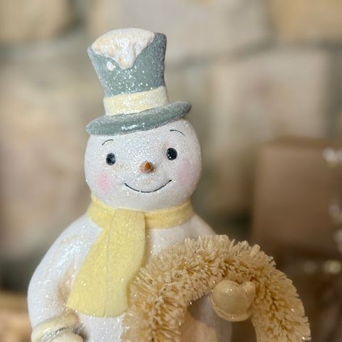 Set of 2 Snowman w/ Bottlebrush Tree and Wreath for Just Jill