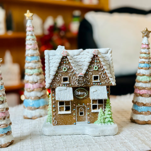 Lighted Gingerbread Bakery House for Just Jill
