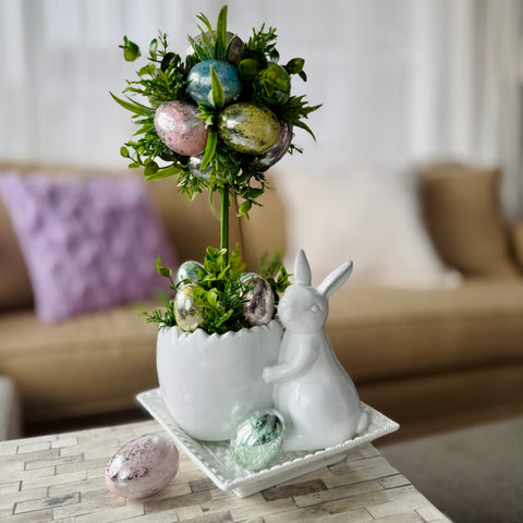 16" Ceramic Bunny Pot w/ Egg Topiary for Just Jill