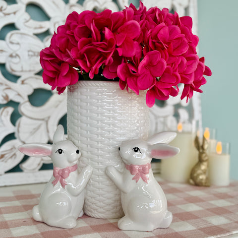 Basketweave Vase with Bunnies for Just Jill