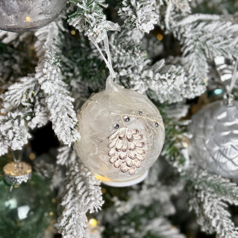 Set of 2 Frosted LED Pinecone Ornaments for Just Jill