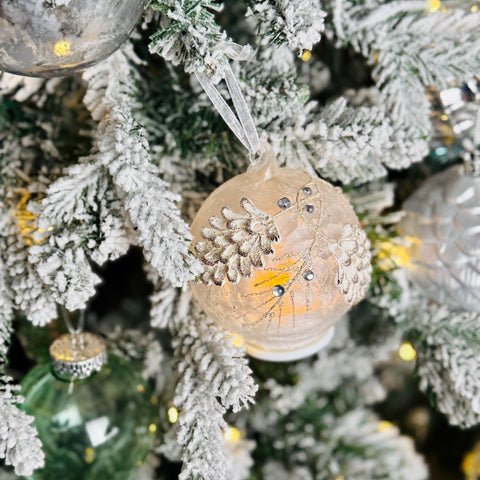 Set of 2 Frosted LED Pinecone Ornaments for Just Jill