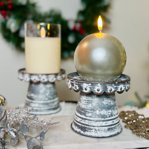 Scalloped Silvertone Candle Holders for Just Jill