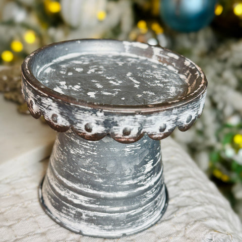 Scalloped Silvertone Candle Holders for Just Jill