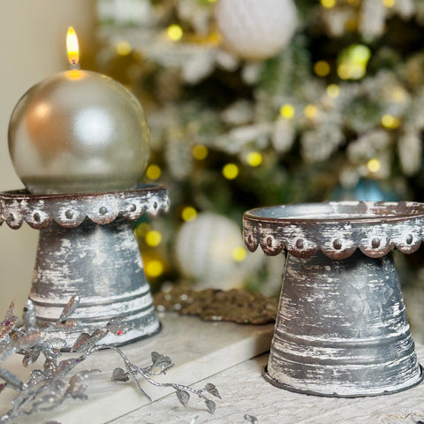 Scalloped Silvertone Candle Holders for Just Jill