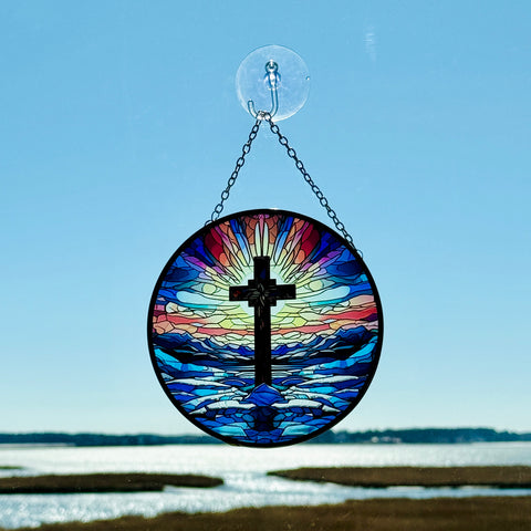 Holy Cross Glass Suncatcher for Just Jill