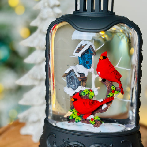 8" Cardinal & Birdhouse Lighted Water Lantern for Just Jill