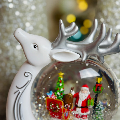 Lighted Swirl Deer w/ Santa and Sleigh in Globe for Just Jill