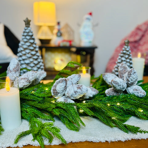 Set of 3 Snowy Pine Cone Clusters Picks for Just Jill-BOGO OFFER