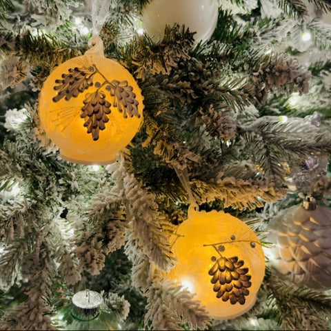 Set of 2 Frosted LED Pinecone Ornaments for Just Jill