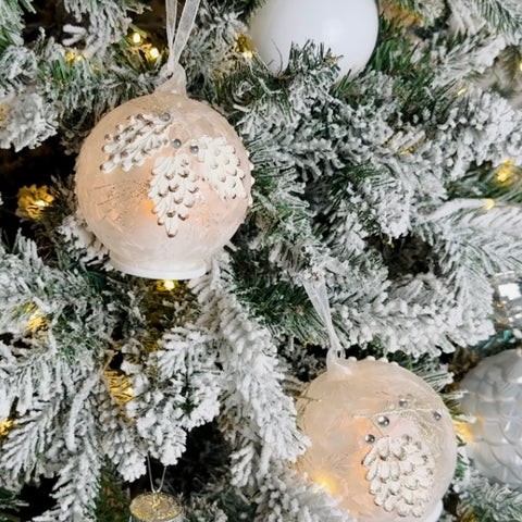 Set of 2 Frosted LED Pinecone Ornaments for Just Jill