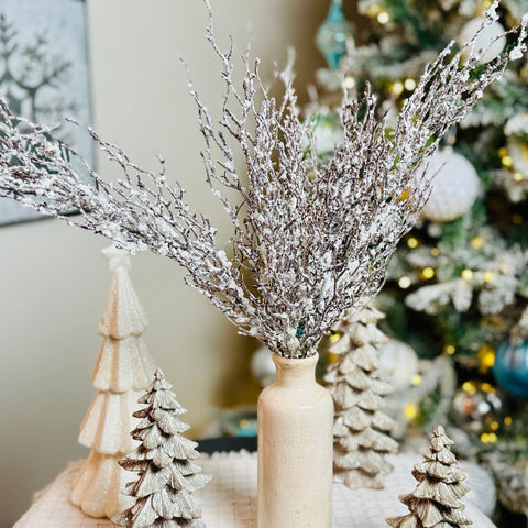 Set of 2 Snow Covered Frosted Birch Picks-BOGO offer