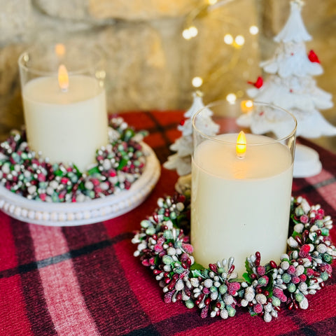 Set of 2 Beaded Berry Metallic Candle Rings-BOGO Offer
