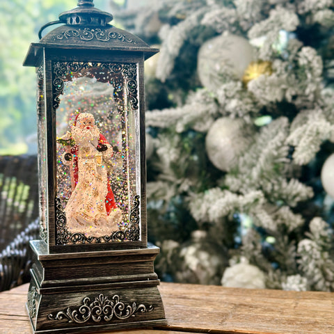 Silver Lantern with Santa for Just Jill