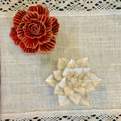 Set of 2 Ceramic Begonia and Succulent for Just Jill