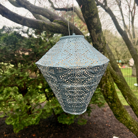 New Edition LUMIZ Battery Powered LED Grey Blue Diamond Lace Lantern