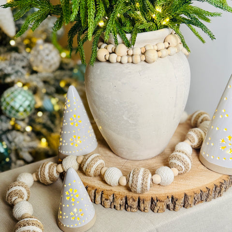 Set of 2 48" Mixed Woven Jute Bead/Natural Beads Garland for Just Jill-BOGO OFFER
