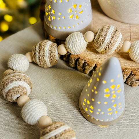 Set of 2 48" Mixed Woven Jute Bead/Natural Beads Garland for Just Jill-BOGO OFFER