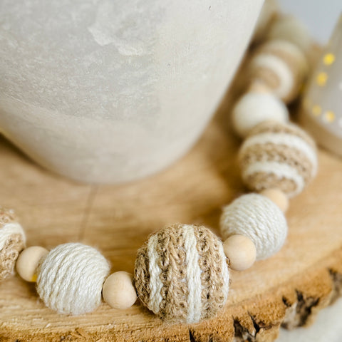 Set of 2 48" Mixed Woven Jute Bead/Natural Beads Garland for Just Jill-BOGO OFFER