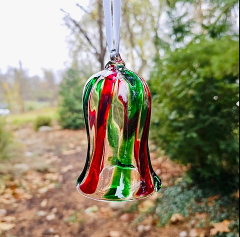 Epiphany Hand-Blown Holly Bell Ornament