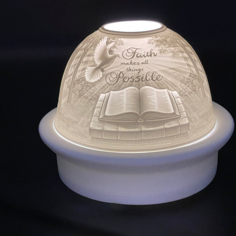 Luumii Lights Porcelain Dome Religious Designs w/ LED Base