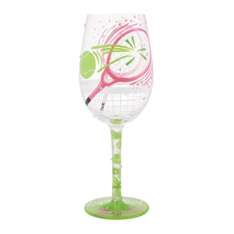 Lolita I Luv Luv Tennis Hand-Painted Wine Glass