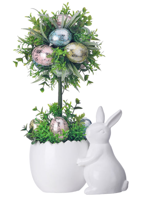 16" Ceramic Bunny Pot w/ Egg Topiary for Just Jill